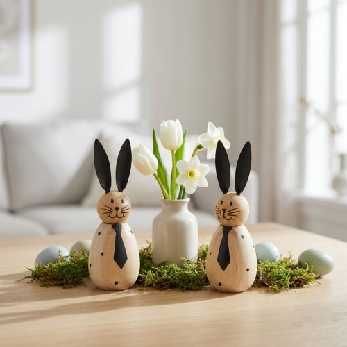 Dekorativer Hase mit schlichtem Design für frühlingshafte Wohnraumakzente 12cm 2St | Floristik24.de