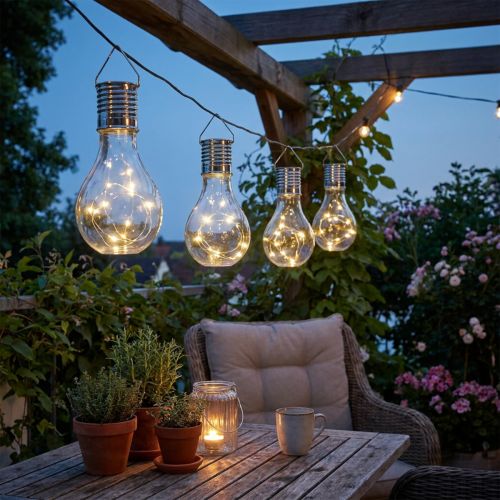 Gartendeko Solar LED Leuchte Warmweiß 5er Set H15cm