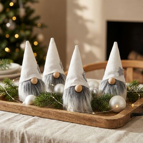 Weihnachtswichtel mit Bart Weiß, Grau 12cm 4 St | Floristik24.de