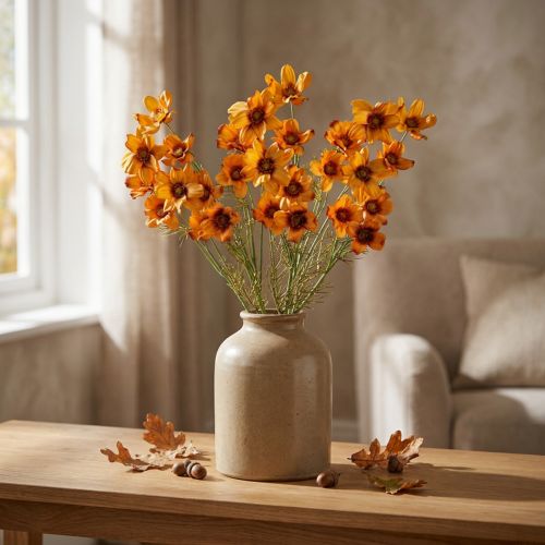 Kunstblumen Cosmea Orange Schmuckkörbchen H51cm 3 St | Floristik24.de