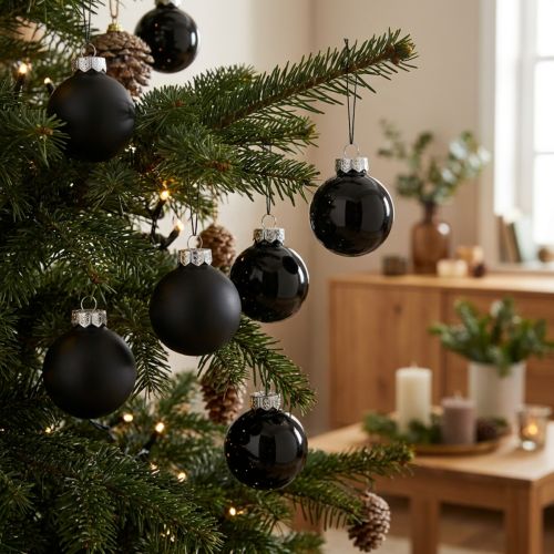 Mini Weihnachtskugeln Glas Schwarz Glanz/Matt Ø2,5cm 22 St | Floristik24.de