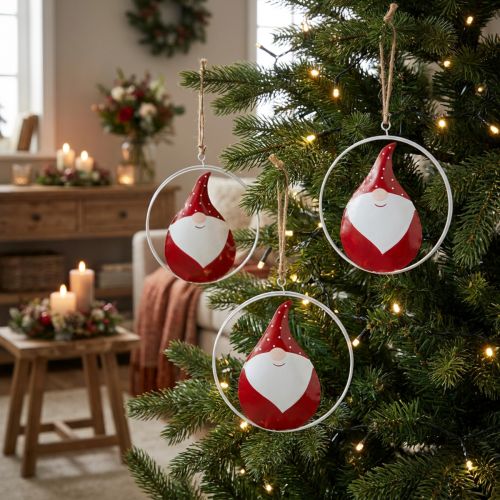 Weihnachtsanhänger Wichtel Weihnachtsmann Metall Ø16cm 3St | Floristik24.de