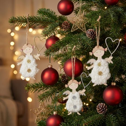 Weihnachtsengel mit Herz Christbaumschmuck Holz 14,5cm 8 St | Floristik24.de
