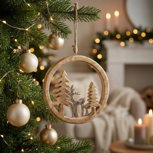 Hängedeko Fenster Weihnachtsdeko Rentier Holz Deko 19,5cm | Floristik24.de