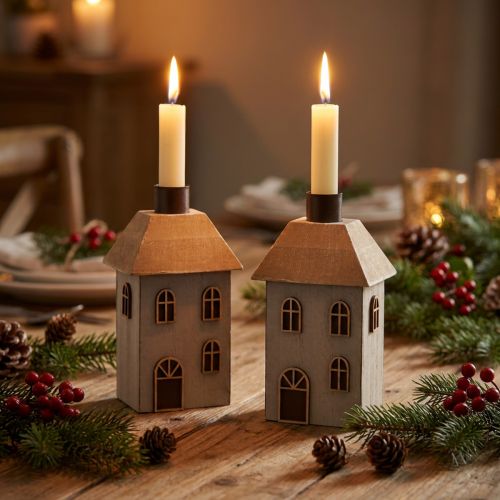 Kerzenhalter Weihnachten Haus Für Stabkerzen 14,5cm 2St | Floristik24.de