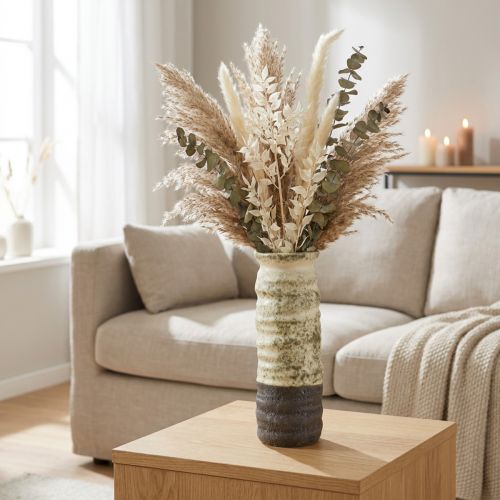 Vase Keramik Dekoration Trockenblumen Creme H34cm