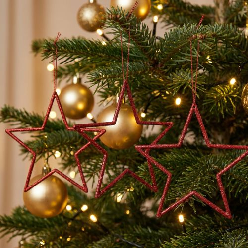 Deko Stern Rot Christbaumschmuck Glitter 12cm 12er-Set