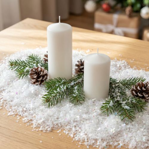 Artikel Dekoschnee Feiner Schnee Weiß Schneeflocken Irisierend 2,5L×2St