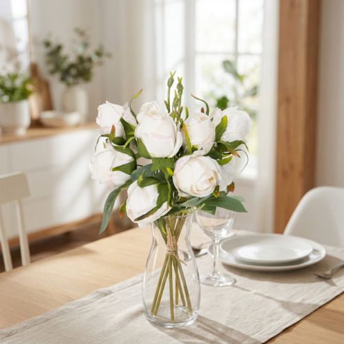 Kunstblumenstrauß Rosen für stilvolle Tischdekoration 31cm 3St | Floristik24.de