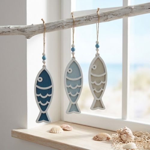 Dekohänger Fisch Holz Hängedeko Maritim Blau 12cm 9St | Floristik24.de