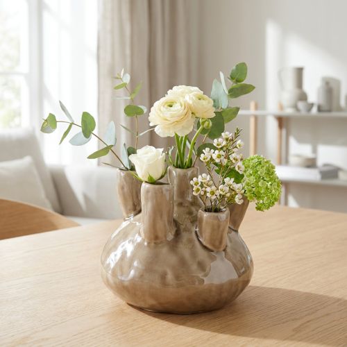 Maritime Vase Deko Korallen Design Braun Ø14,5cm H14cm | Floristik24.de