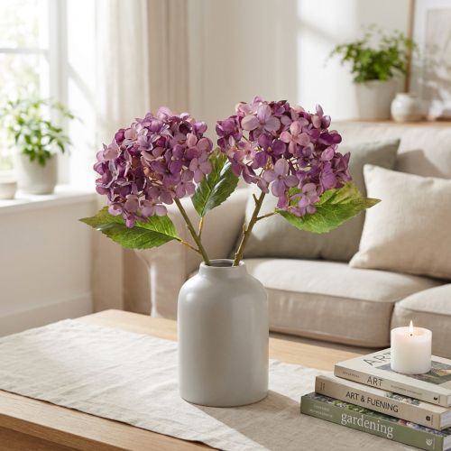 Künstliche Hortensien Lila 34cm 2 Stück