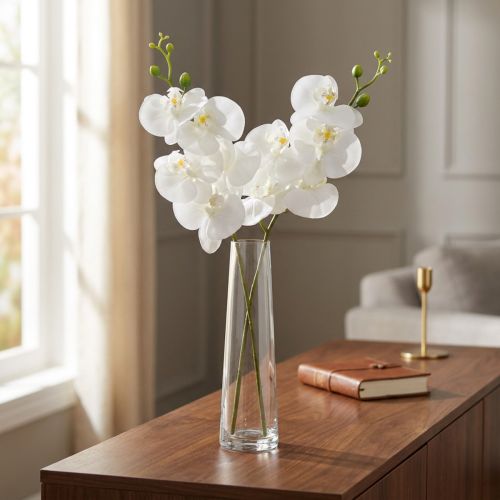 Weiße Orchidee Künstlich Phalaenopsis Real Touch 85cm | Floristik24.de