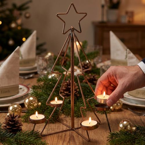Teelichthalter Tannenbaum Tischdeko Bronze Ø27cm H38cm | Floristik24.de