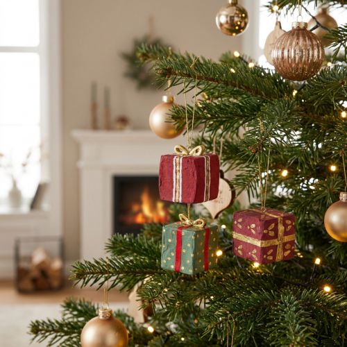 Weihnachtsdeko Pappmaschee Geschenk Anhänger 6cm 3St | Floristik24.de