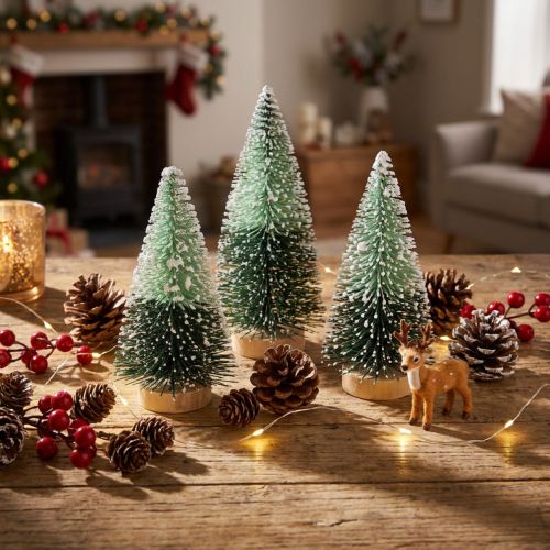 Mini Tannenbaum künstlich mit Schnee Ø5cm H10cm 6 St | Floristik24.de