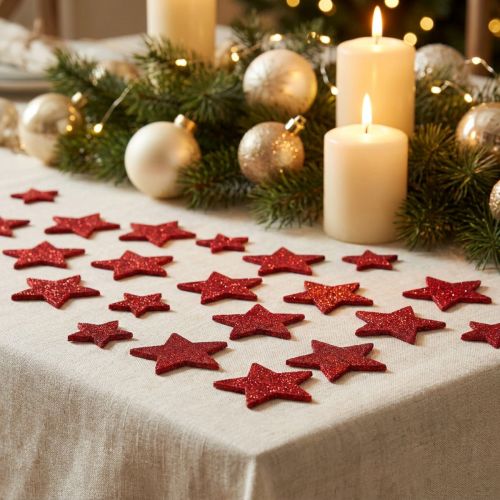 Streudeko Sterne Rot, Glimmer 4-5cm 40 St | Floristik24.de