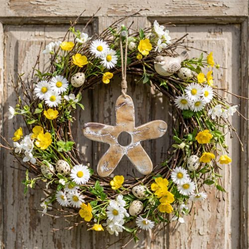 Blume zum Hängen, Holzdeko mit Muster, Frühlingsdeko Natur, Weiß H19,5cm | Floristik24.de
