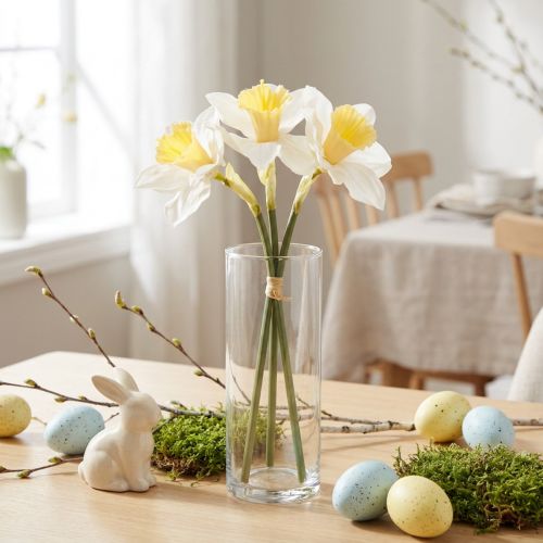 Künstliche Narzissen Seidenblumen Weiß 40cm 3 St