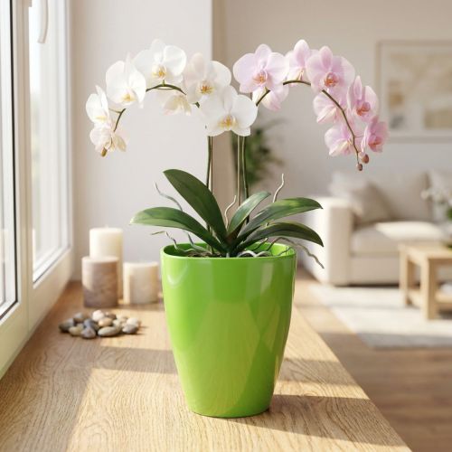 Orchideentopf glänzend Ø12,5cm Limette 1 St | Floristik24.de