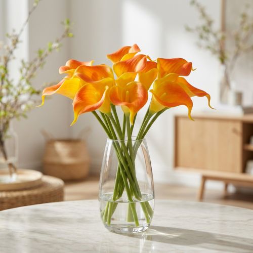 Mini Calla künstlich Gelb 28cm 12 St | Floristik24.de