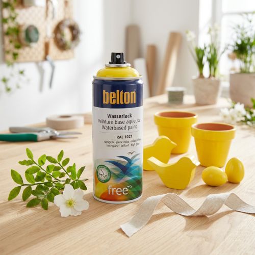 Artikel Belton free Wasserlack Gelb Hochglanz Spray Rapsgelb 400ml