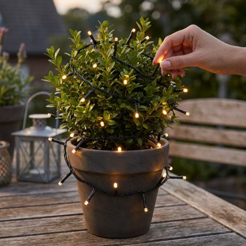 LED Lichterkette 144er Schwarz, Warmweiß für Außen 1,2m | Floristik24.de