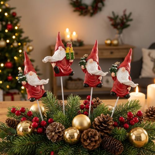 Weihnachtswichtel Dekostecker Wichtel Weihnachtsmann 7cm 4 St | Floristik24.de