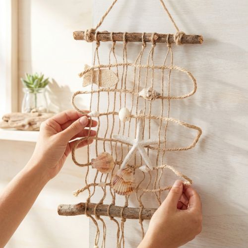 Fischernetz Jute mit Muscheln Maritime Wanddeko 25×55cm | Floristik24.de