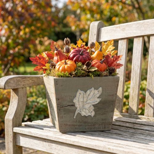 Pflanzkasten Holz Shabby Chic Holzkiste Grau 11×14,5×14cm | Floristik24.de
