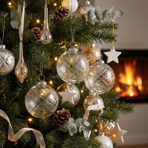 Christbaumkugeln Glas durchsichtig Ø7,5cm 3 Stück