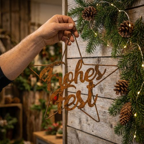 Schriftzug Weihnachtsdeko Stern Frohes Fest 40cm | Floristik24.de