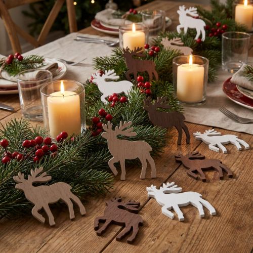 Streudeko Weihnachten Rentier Weihnachtsdeko Holz 48 St | Floristik24.de