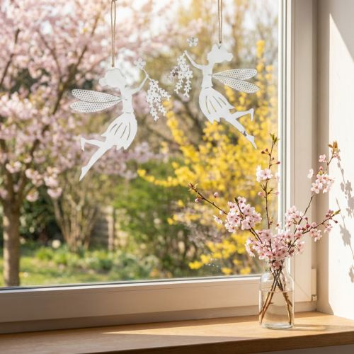 Fensterdeko Frühling Metall Elfe 15x10cm 2 Stück