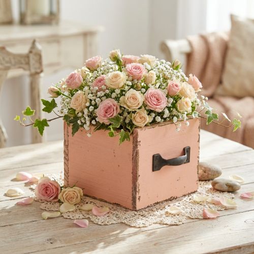 Pflanzschublade Holz Deko Pflanzkasten Peach 12,5cm | Floristik24.de