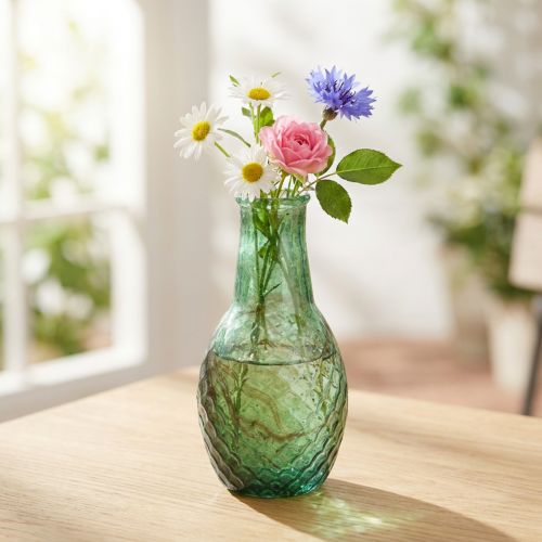 Mini Vase Grün Glasvase Blumenvase Rauten Ø6cm H11,5cm | Floristik24.de
