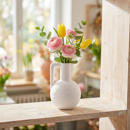 Deko Vase Weiß Mini Blumenvase Keramik H15cm