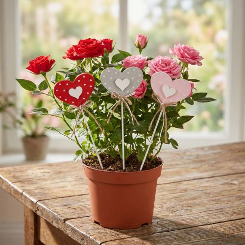 Herzen gepunktet Holzherzen Blumenstecker 6×5cm 18 St | Floristik24.de