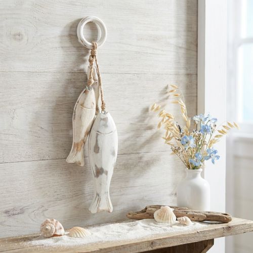 Fische aus Mangoholz zum Hängen Shabby Chic 19,5/15,5/10cm | Floristik24.de