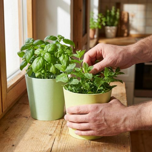 Übertopf aus Papier, Pflanzgefäß, Kräutertopf Blau/Grün Ø15cm H13cm 4St | Floristik24.de