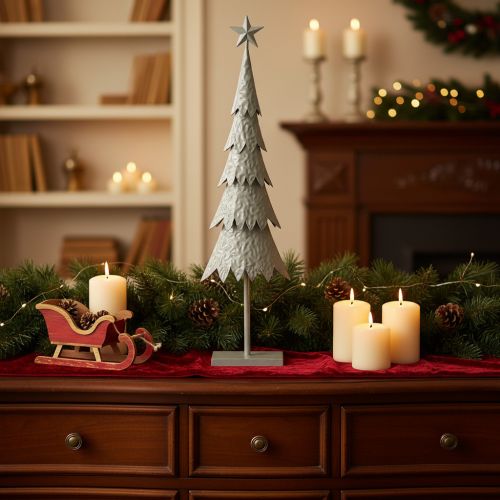 Deko-Tannenbaum auf Standfuß mit Stern festliche Tischdeko 74cm | Floristik24.de