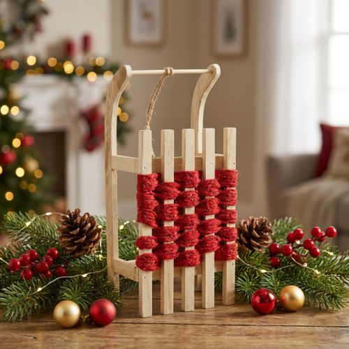 Deko Schlitten Holz Weihnachtsschlitten L30×B14,5×H9,5cm | Floristik24.de