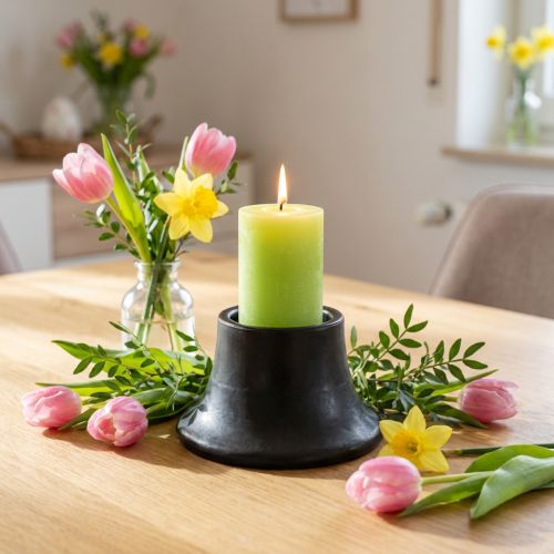 Kerzenständer Schwarz Kerzenhalter Keramik Ø12,5cm H7cm | Floristik24.de