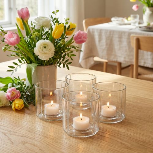 Kerzenhalter Glas Windlicht Klar Ø9,5cm H9cm 6St | Floristik24.de