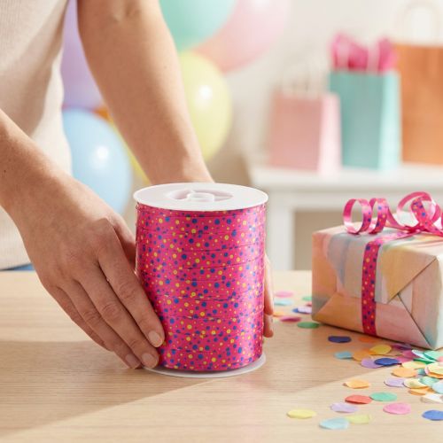 Kräuselband Geschenkband Pink mit Punkten 10mm 250m | Floristik24.de