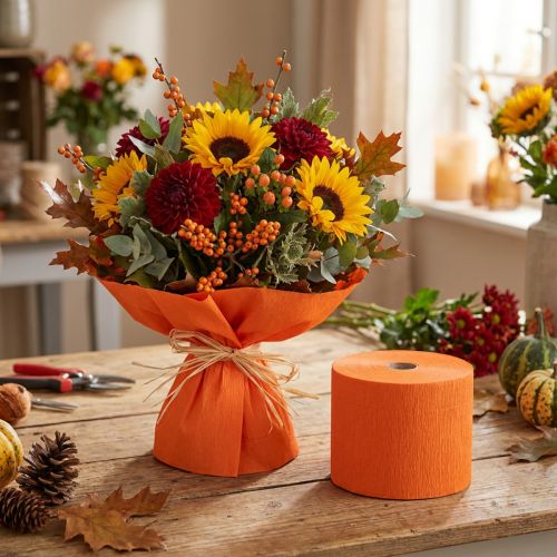 Artikel Blumenkrepp Orange B10cm Grammatur 128g/qm L250cm 2St