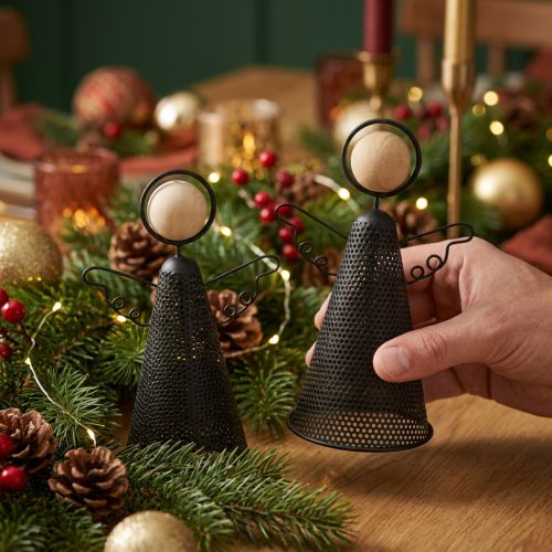 Engel Figur Weihnachten Metall Schwarz Natur 15,5cm 2St | Floristik24.de