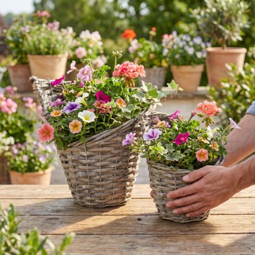 Blumentopf Pflanzkorb Weide Ø12,5cm/20cm 2er-Set