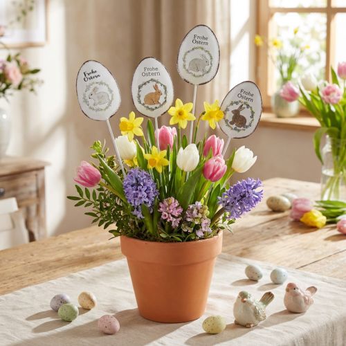 Blumenstecker Metall Deko Ostereier am Stab 5×7cm 8 St | Floristik24.de