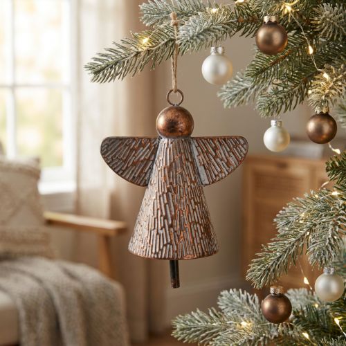 Deko Glocke Schutzengel Metall Bronze 19,5x12x19cm Vintage Shabby Chic Zimmerdekoration | Floristik24.de